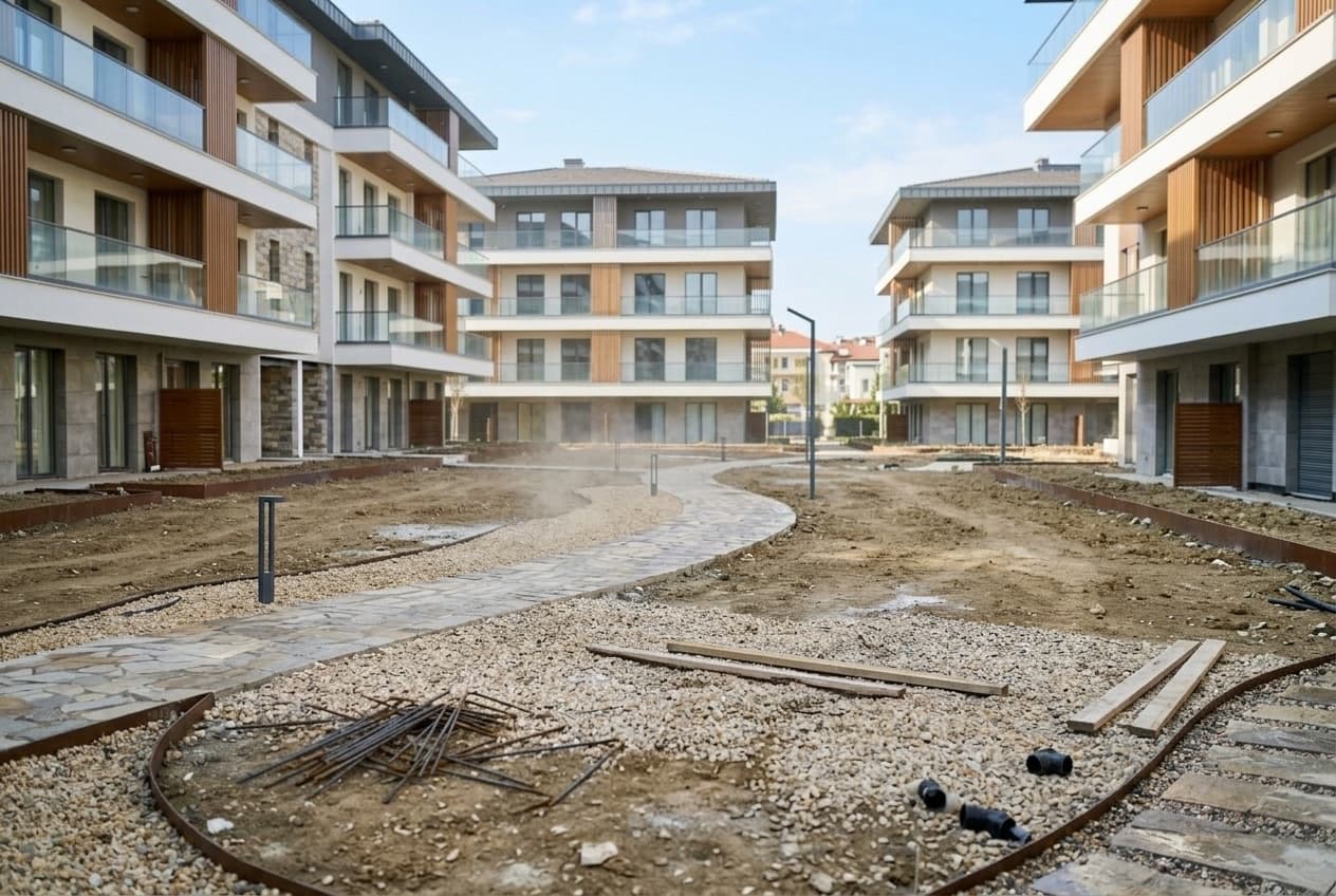 Peyzaj uygulaması öncesi boş site avlusu
