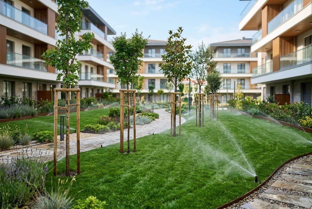 Konut sitesi ortak alan peyzaj uygulaması